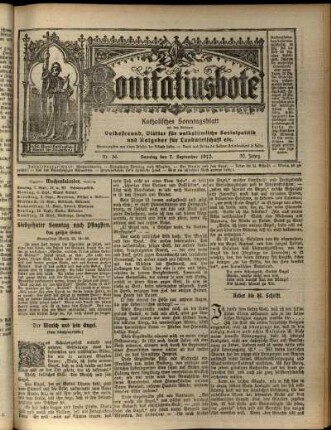 Erste Ausgabe vom Sonntag, den 07. September 1913.