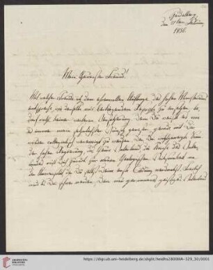 Korrespondenz Friedrich Wilhelm Umbreit / Carl Ullmann: Brief von Friedrich Wilhelm Carl Umbreit an Carl Ullmann