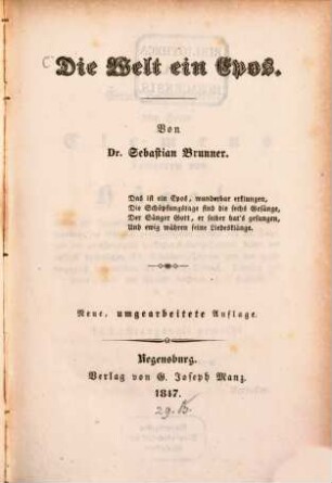 Die Welt ein Epos