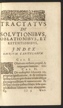 Tractatus De Solutionibus, Oblationibus, Et Retentionibus, Index Omnium Capitulorum.