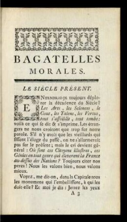 Bagatelles Morales.