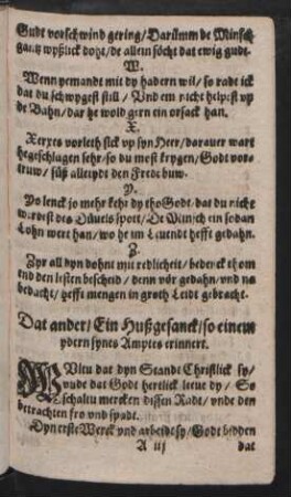 Dat ander/ Ein Hußgesanck/ so einem || ydern synes Amptes erinnert. ||