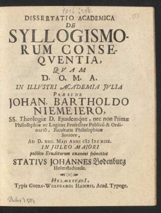 Dissertatio Academica De Syllogismorum Consequentia