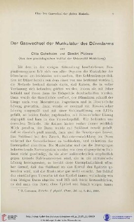 Der Gaswechsel der Muskulatur des Dünndarms