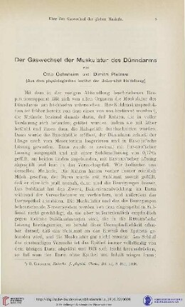 Der Gaswechsel der Muskulatur des Dünndarms