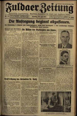 Erste Ausgabe vom Sonntag, den 29. Juli 1934.