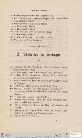 C. Arbeiten in Steingut (Nr. 85 - 117)