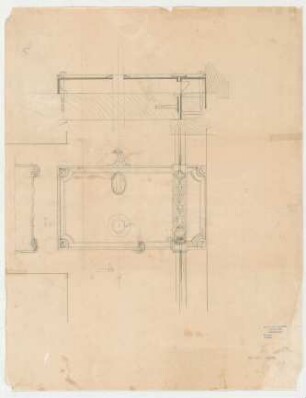 Thiersch, Friedrich von; München; Justizpalast - Türschloss - Entwurf (Ansicht, Schnitt)
