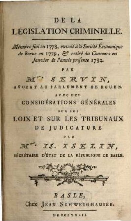 De la législation criminelle