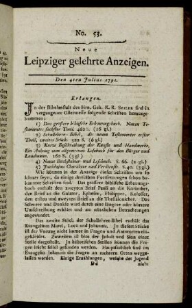 No. 53. Den 4ten Julius 1791.