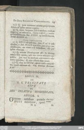 Locus II. De S. S: Trinitate Sive De Deo Relative Considerato.