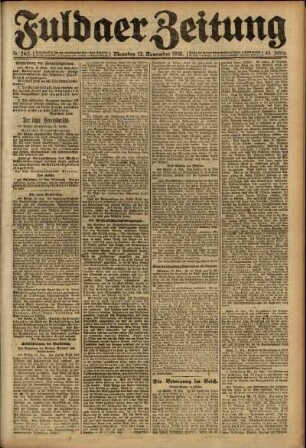 Ausgabe vom Dienstag, den 12. November 1918.