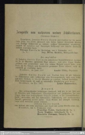 Zeugnisse von mehreren meiner Schülerinnen