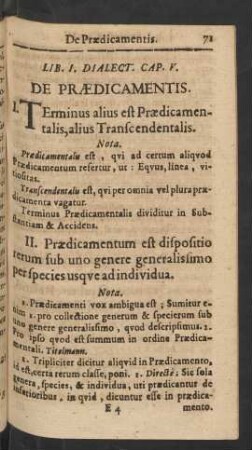 Cap. V. De Praedicamentis.