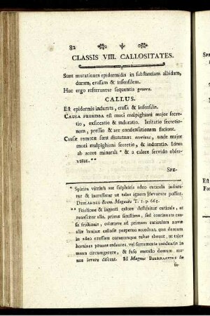 Classis VIII. Callositates.