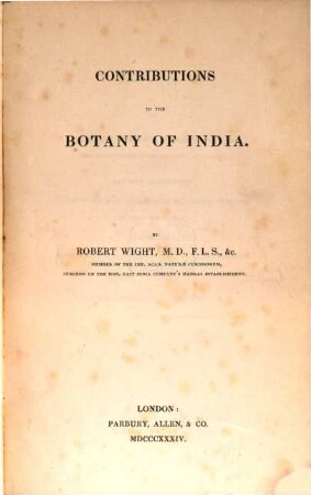 Contributions to the botany of India