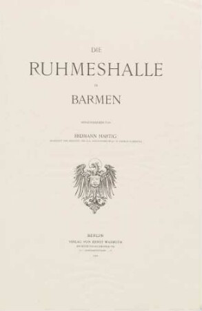 Titel "Die Ruhmeshalle in Barmen"