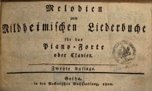 Melodien zum Mildheimischen Liederbuche : für d. Piano-Forte oder Clavier