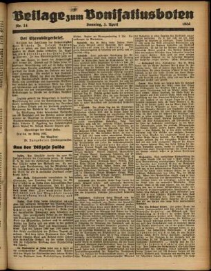 Zweite Ausgabe vom Sonntag, den 03. April 1932.