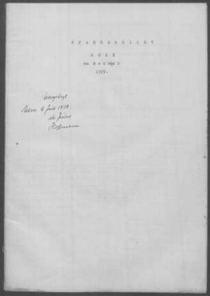 Sulz/Neckar: Pfarrbericht 1929