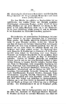 Herausgabe eines neuen Gemeinde- und Ortschafts-Verzeichnisses für die preußische Monarchie und eines neuen Justiz-Atlasses: [V. Volksschulwesen]