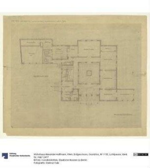 Wohnhaus Alexander Hoffmann, Wien, Erdgeschoss, Grundriss, M 1:100, Lichtpause
