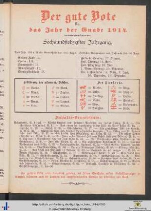 76. Jahrgang: Der Gute Bote: ... für das Jahr der Gnade 1914