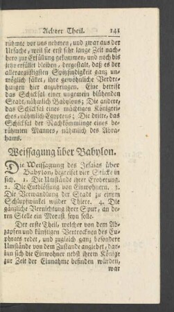 Weissagung über Babylon.