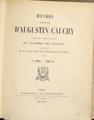 Oeuvres complètes d'Augustin Cauchy, 1,9