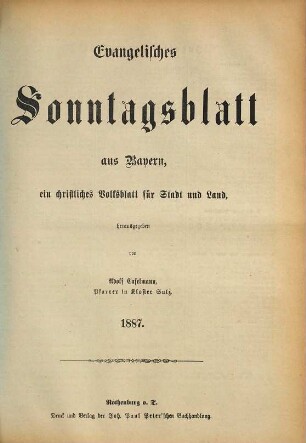 Evangelisches Sonntagsblatt aus Bayern. 1887