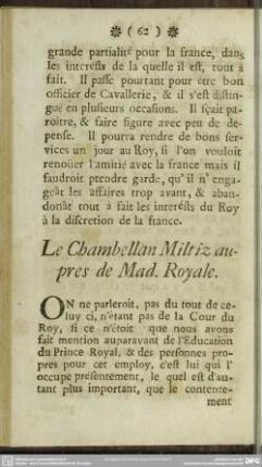 Le Chambellan Miltiz aupres de Mad. Royale