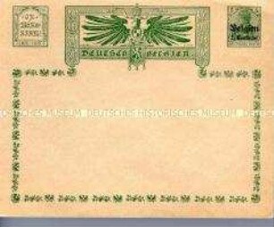 Bedruckter und frankierter Briefumschlag aus dem besetzten Belgien im 1. Weltkrieg (5 Cemtimes)