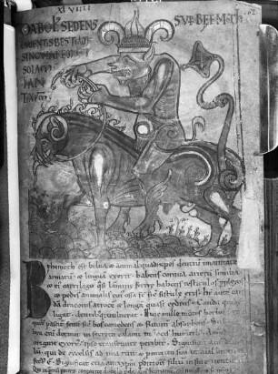 Liber Floridus Lamberti Canonici — Teufel auf dem Tier Behemoth reitend, Folio 62