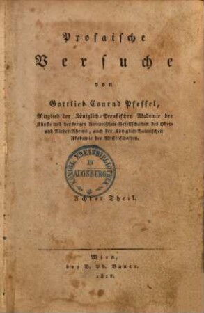 Prosaische Versuche, 8.