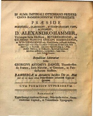 Dissertatio ivridica de eo, qvod ivre pvblico vniversali circa collegia, praesertim litteraria, ivris est