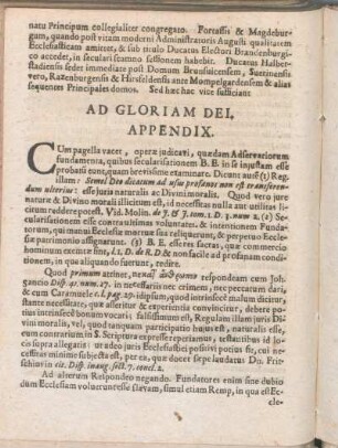 Ad Gloriam Dei. Appendix.