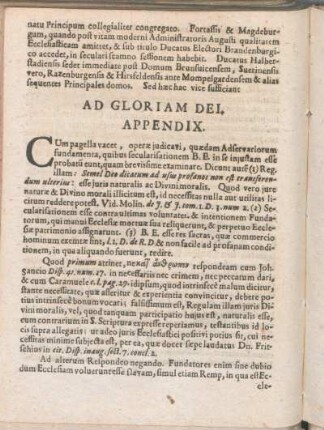 Ad Gloriam Dei. Appendix.