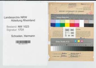 Entnazifizierung Hermann Schoelen , geb. 03.08.1907 (Vertreter)