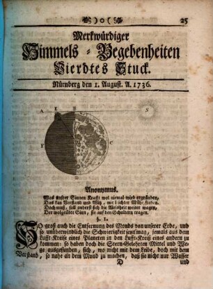 Merkwürdiger Himmels-Begebenheiten Stück .... 1736,4 (Aug.)