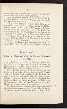 8. Abschnitt: Gefecht bei Nuits und Ereignisse bis zum Rückmarsch von Dijon