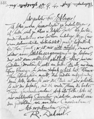 Brief an Josef Moritz Ettlinger