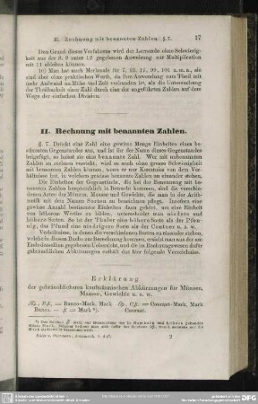 II. Rechnung mit benannten Zahlen