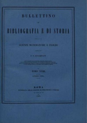Tomo XVIII. Luglio 1885.