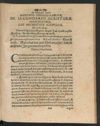 Disputatio Theologiae Biblicae, De Secundaris Scripturae Proprietatibus