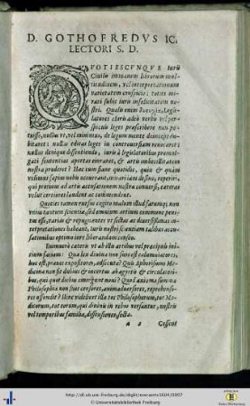D. Gothofredus IC. Lectori S. D.