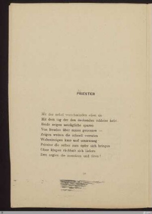 Priester : [SW I: keine Sigle]; [SW I, S. 74/128]