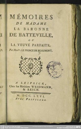 Mémoires De Madame La Baronne De Batteville, Ou La Veuve Parfaite