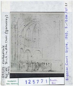 Arras: Kathedrale, Blick in den Chor, Zeichnung