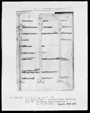 Necrologium Zwiefaltense — Gerahmte Nekrologseite, Folio 30recto