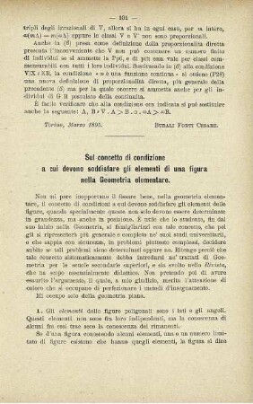 Sul concetto di condizione a cui devono soddisfare gli elementi di una figura nella Geometria elementare.